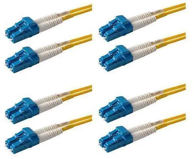 Main image of SpeedyFiberTX 4-Pack 1 Foot LC to LC Fiber Patch Cable, Corning SMF-28 Singlemode 9/125um Ultra Optical Fiber, Duplex, Yellow Riser OFNR Cable Jacket