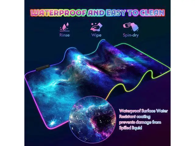 Alt view image 3 of 7 - ToLuLu RGB Mouse Pad Gaming, Large LED Mouse Pad with 14 Lights Modes, 35.4 x 15.7 inches XXL Desk Mat for Keyboard and Mouse, Extended Desk Pad Mat PC Gaming Mousepad AccessoriesBlue Purple Galaxy