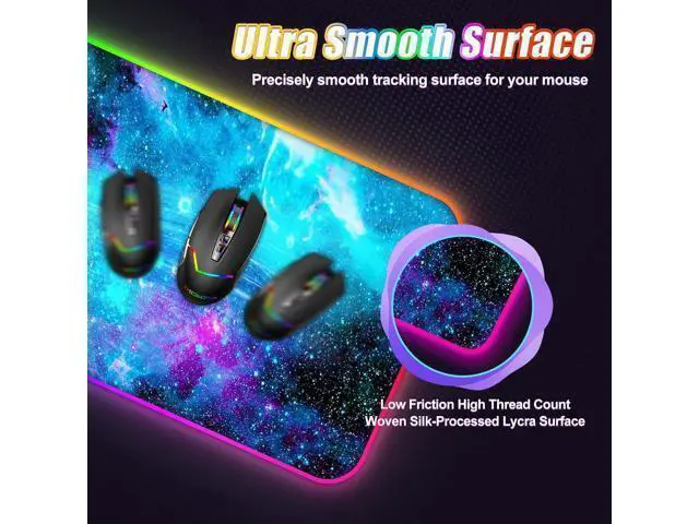Alt view image 6 of 7 - ToLuLu Wireless Charging RGB Gaming Mouse Pad, 15W LED Mouse Mat with 30W Charger, 14 Light Modes Large Mousepad with Wrist Support, Non-Slip Rubber Base Desk Mat Computer Keyboard Pad, Galaxy Nebula