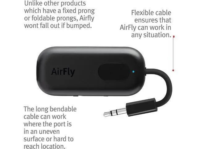 Alt view image 6 of 7 - Twelve South AirFly Pro Bluetooth Wireless Audio Transmitter/Receiver for up to 2 AirPods/Wireless Headphones; Use with Any 3.5 mm Audio Jack, Black