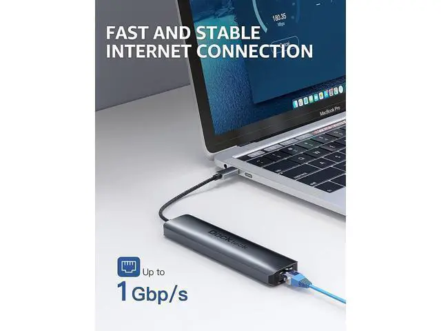 Alt view image 5 of 7 - USB C Hub Multiport Adapter, Dockteck 7-in-1 USB-C Hub with 4K 60Hz HDMI with Short USB C Cable 0.5 FT CableCreation USB A to USB C Cable