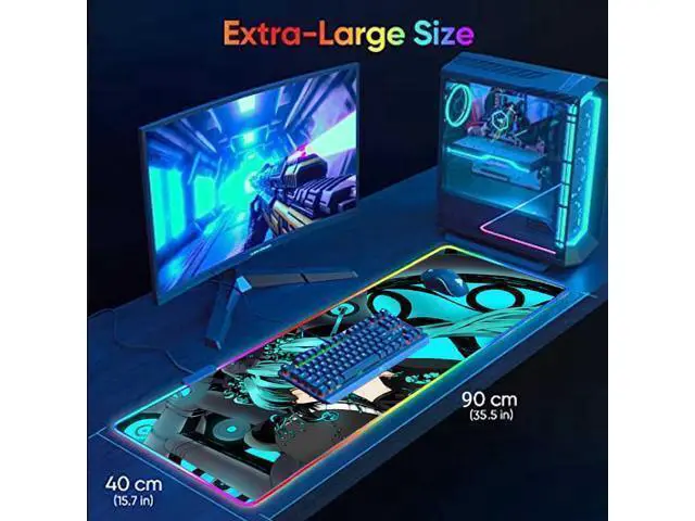 Alt view image 3 of 7 - led Light Mouse pad pro,Hatsune Miku GZ401 Gaming RGB Mouse mat Large Leopard Mouse pad,Anime Waifu Extended Mousepad Oversized Gaming Anime Desk mat 31.5*15.7