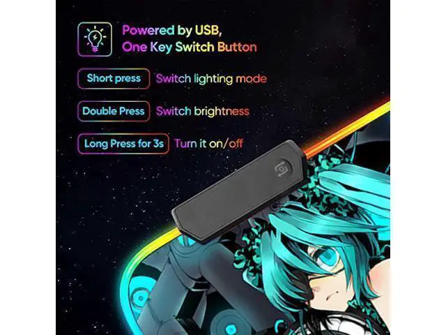 Alt view image 6 of 7 - led Light Mouse pad pro,Hatsune Miku GZ401 Gaming RGB Mouse mat Large Leopard Mouse pad,Anime Waifu Extended Mousepad Oversized Gaming Anime Desk mat 31.5*15.7