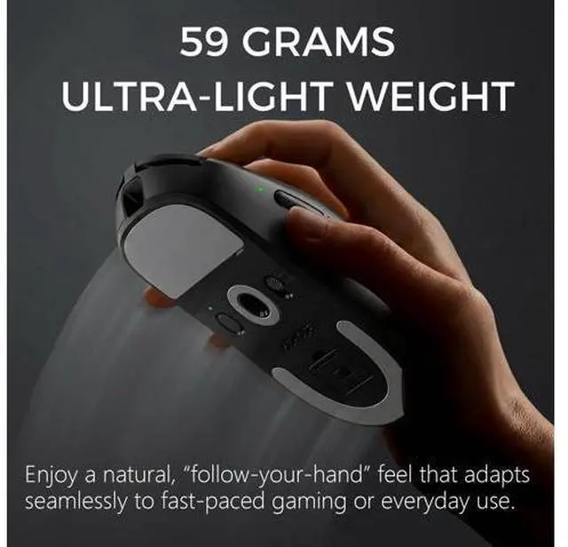 Alt view image 7 of 7 - MCHOSE A7 V2 Ultra+ Wireless Gaming Mouse, Megnetic Charging Dock,Tri-Mode Connection, 59 Grams, PAW3950 TI 42K DPI Sensor, Wired/Wireless Dual 8K Polling - Black