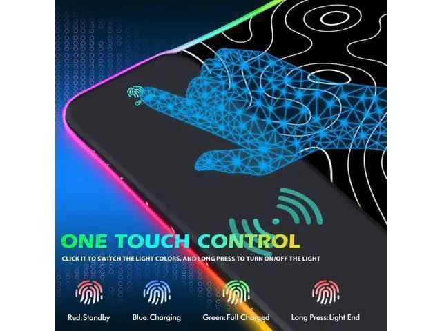 Alt view image 4 of 7 - ToLuLu RGB Wireless Charging Gaming Mouse Pad, 7.5/10/15W 10 Light Modes LED Mouse Pad Computer Keyboard Mat Mousepad, 800x300x4MM Extended Large Desk Pad for Gamer, Black and White Abstract Lines