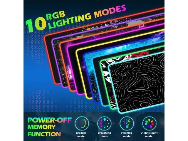 Alt view image 3 of 7 - ToLuLu RGB Wireless Charging Gaming Mouse Pad, 7.5/10/15W 10 Light Modes LED Mouse Pad Computer Keyboard Mat Mousepad, 800x300x4MM Extended Large Desk Pad for Gamer, Black and White Abstract Lines