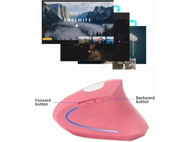 Alt view image 3 of 7 - Vertical Mouse, Ergonomic Vertical Mouse, 2.4G High Precision Optical Mice 800/1200/1600DPI for PC Laptop Desktop Mac (Wireless Pink)