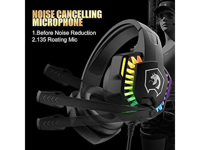 Alt view image 6 of 7 - Wired Gaming Keyboard and Mouse Headset Combo,Rainbow LED Backlit Wired Keyboard,Over Ear Headphone with Mic,Rainbow Backlit Gaming Mice,Mouse Pad,for PC,Laptop,Mac,PS4,Xbox(Black)