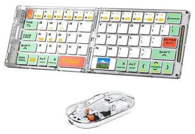 Main image of Wireless BT Foldable Keyboard and Mouse Combo,Ultra Slim, Rechargeable, Silent, Portable Travel Keyboard for Laptop, Tablet,Phone (Green)