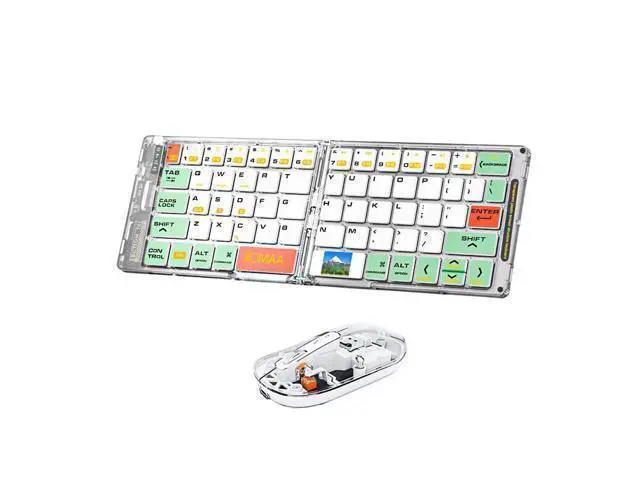 Alt view image 6 of 7 - Wireless BT Foldable Keyboard and Mouse Combo,Ultra Slim, Rechargeable, Silent, Portable Travel Keyboard for Laptop, Tablet,Phone (Green)