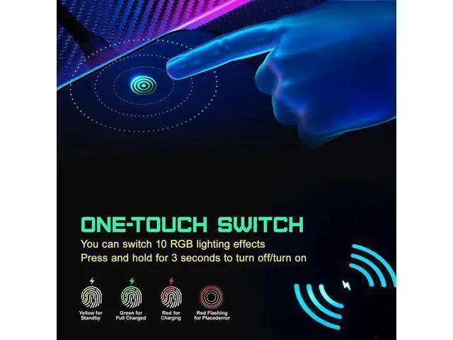Alt view image 5 of 7 - Wireless Charging RGB Gaming Mouse Pad 15W LED Mouse Mat 800x300x4MM 10 Light Modes Extra Large Mousepad Non-Slip Rubber Base Computer Keyboard Mat for Gaming MacBook PC Laptop Desk