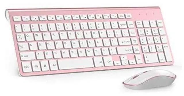 Main image of Wireless Keyboard Mouse, J JOYACCES2.4G Compact and Ultra Slim Wireless Keyboard and Mouse for Windows, Computer, Desktop, PC, Laptop (Pink)