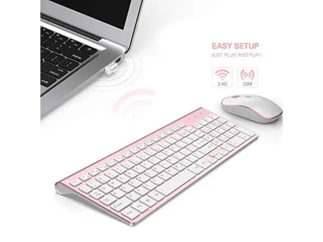 Alt view image 7 of 7 - Wireless Keyboard Mouse, J JOYACCES2.4G Compact and Ultra Slim Wireless Keyboard and Mouse for Windows, Computer, Desktop, PC, Laptop (Pink)