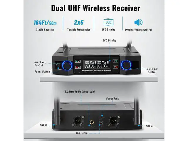 Alt view image 2 of 7 - Wireless Microphone for Handheld Wireless Mic System Professional Cordless Microphone for Singing Meeting Church Wedding Party