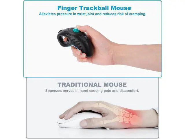 Alt view image 6 of 7 - Wireless USB Handheld Finger Trackball Mouse with Laser Pointer