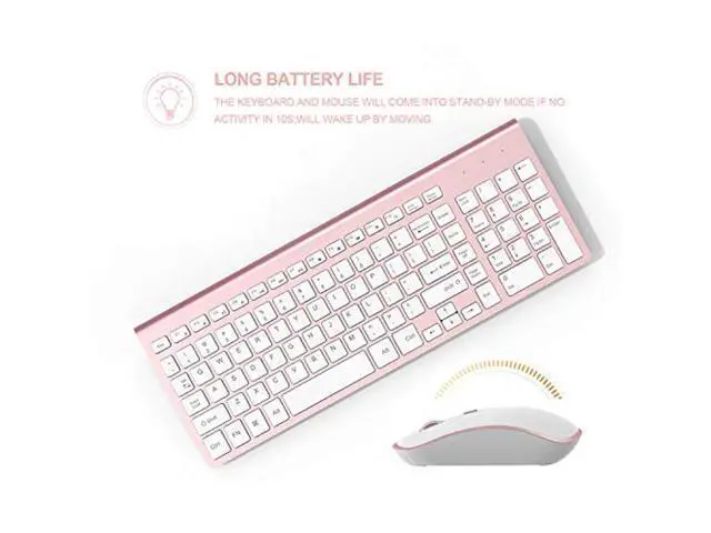 Alt view image 5 of 7 - Wireless Keyboard Mouse, J JOYACCES2.4G Compact and Ultra Slim Wireless Keyboard and Mouse for Windows, Computer, Desktop, PC, Laptop (Pink)