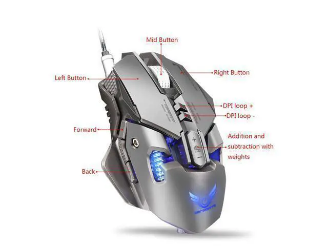 Alt view image 3 of 7 - ZERODATE Mechanical Macros Define the Game Mouse,7 Programmable Keys, Cool LED Variable Light Effect, 12-Level Adjustable DPI, Comfortable Grip Ergonomic Optical PC Computer Gaming Mice (Grey)