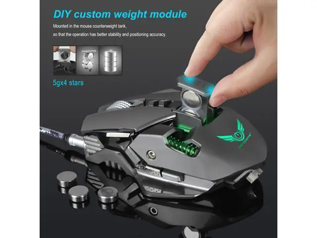 Alt view image 4 of 7 - ZERODATE Mechanical Macros Define the Game Mouse,7 Programmable Keys, Cool LED Variable Light Effect, 12-Level Adjustable DPI, Comfortable Grip Ergonomic Optical PC Computer Gaming Mice (Grey)