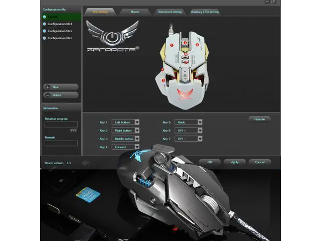 Alt view image 5 of 7 - ZERODATE Mechanical Macros Define the Game Mouse,7 Programmable Keys, Cool LED Variable Light Effect, 12-Level Adjustable DPI, Comfortable Grip Ergonomic Optical PC Computer Gaming Mice (Grey)