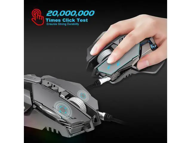 Alt view image 6 of 7 - ZERODATE Mechanical Macros Define the Game Mouse,7 Programmable Keys, Cool LED Variable Light Effect, 12-Level Adjustable DPI, Comfortable Grip Ergonomic Optical PC Computer Gaming Mice (Grey)