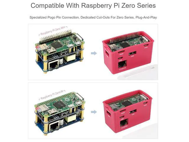 Alt view image 3 of 7 - PoE Ethernet USB HUB HAT with Box ABX Case for Raspberry Pi Zero/Zerow/2, with 1 RJ45 10/100M Ethernet Port, 3 USB Ports Compatible with USB2.0/1.1, 802.3af-Compliant