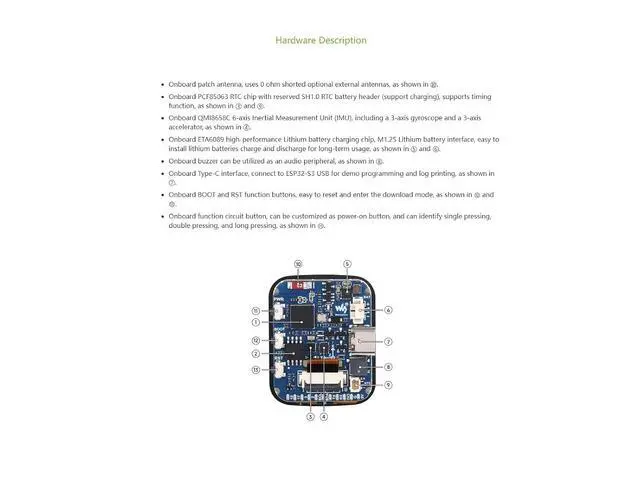 Alt view image 6 of 7 - ESP32-S3 Development Board with Onboard 1.69inch Touch LCD Display, 240280 Pixels, 262K Color Micro LCD Display, ESP32-S3, Accelerometer and Gyroscope Sensor