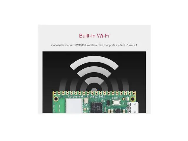 Alt view image 4 of 7 - Pre-Soldered Raspberry Pi Pico W Microcontroller Board Basic Kit,Built-in WiFi,Supports 2.4/5 GHZ Wi-Fi 4,Based On RP2040 Dual-Core Processor