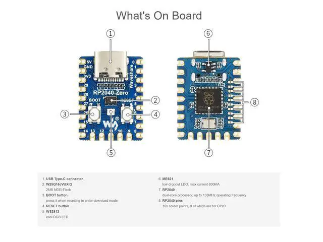 Alt view image 7 of 7 - RP2040-Zero Mini Board with Pre-Soldered Header High-Performance Pico-Like MCU Board Based on Raspberry Pi Microcontroller Chip RP2040,USB-C Connector,Low-Cost, Support C/C++,MicroPython