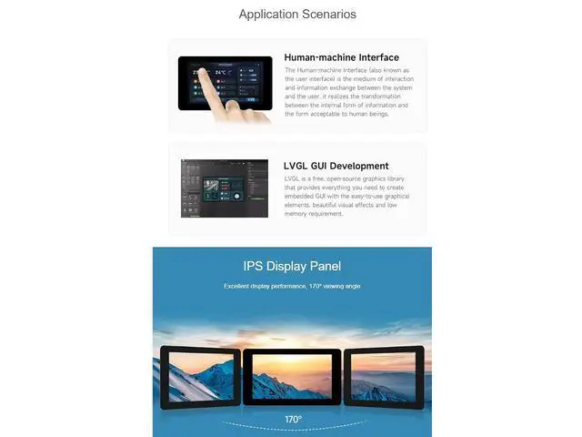 Alt view image 3 of 7 - ESP32-S3 7inch Touch Display Development Board Type B 1024×600 Resolution 7IPS LCD Screen Supports Wi-Fi and Bluetooth BLE 5,Backlight Adjustable, Multiple Peripheral Interfaces
