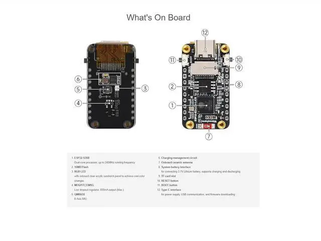 Alt view image 6 of 7 - ESP32-S3 1.47inch LCD Display Development Board Type B, 172x320 Resolution, 262K Color Display, Wi-Fi & BLE 5 Support, 240MHz LX7 Dual-Core Processor