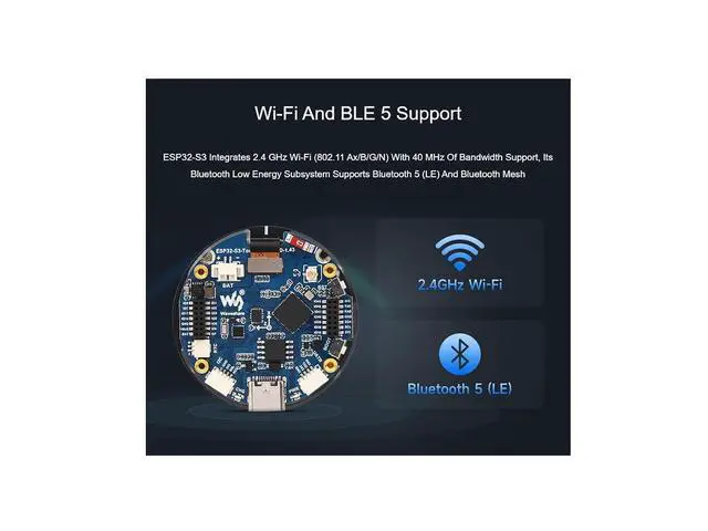 Alt view image 4 of 7 - ESP32-S3 1.43inch AMOLED Display Development Board with CNC Metal Case,466×466 Resolution 16.7M Color Capacitive Touch AMOLED Round Display Support 2.4GHz WiFi and Bluetooth BLE 5