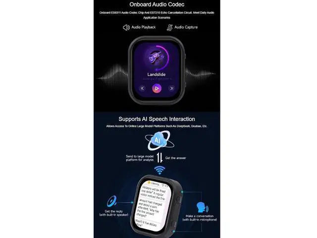 Alt view image 4 of 7 - ESP32-C6 2.06inch AMOLED Touch Watch Development Board,410 × 502 Pixels Capacitive Touch Display,Supports WiFi 6 / Bluetooth 5 / Zigbee,Supports AI Speech Interaction
