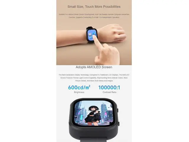 Alt view image 6 of 7 - ESP32-C6 2.06inch AMOLED Touch Watch Development Board,410 × 502 Pixels Capacitive Touch Display,Supports WiFi 6 / Bluetooth 5 / Zigbee,Supports AI Speech Interaction