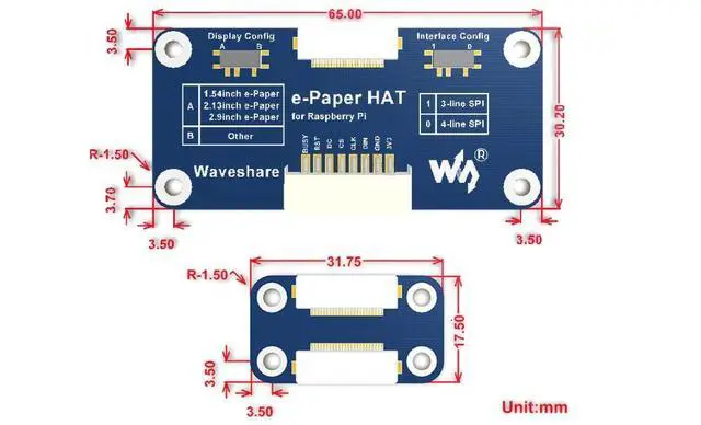 Alt view image 3 of 3 - Universal e-Paper Driver HAT Board Supports Various SPI Interface e-Ink Raw Display Panels Compatible with Raspberry Pi 3B+/3B/2B/Zero/Zero W