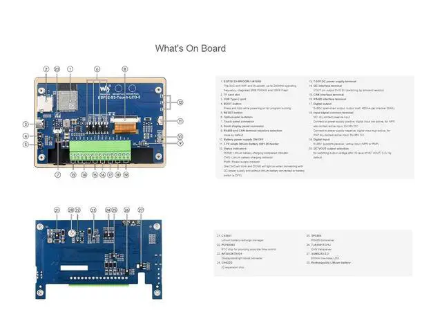 Alt view image 6 of 7 - ESP32-S3 5inch Capacitive Touch LCD Development Board 800×480 Solution IPS Display with 2.4GHz WiFi and BLE 5 Support,32-bit LX7 Dual-core Processor