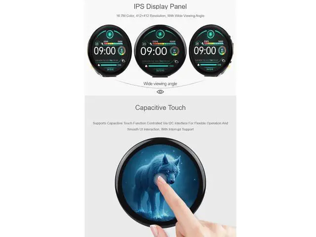 Alt view image 3 of 7 - ESP32-S3 1.46inch Round Display Development Board with Protective Cover Glass 412×412 Resolution 16.7M Color Capacitive Touch IPS Display Panel Onboard Speaker and Microphone