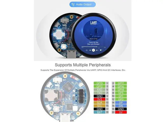 Alt view image 4 of 7 - ESP32-S3 1.46inch Round Display Development Board with Protective Cover Glass 412×412 Resolution 16.7M Color Capacitive Touch IPS Display Panel Onboard Speaker and Microphone