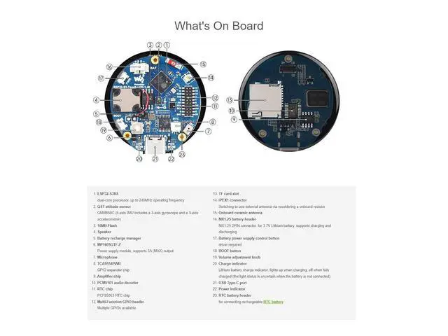 Alt view image 7 of 7 - ESP32-S3 1.46inch Round Display Development Board with Protective Cover Glass 412×412 Resolution 16.7M Color Capacitive Touch IPS Display Panel Onboard Speaker and Microphone