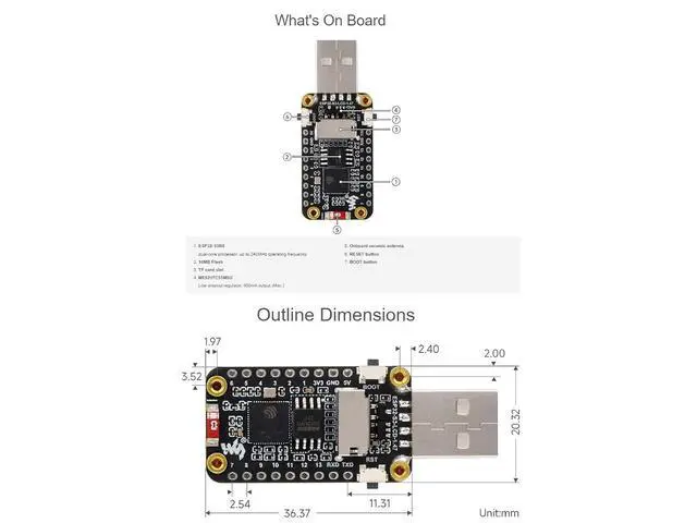 Alt view image 5 of 7 - ESP32-S3 1.47inch Display Development Board,172×320 Resolution 262K Color RGB LED,Supports Multiple Peripherals