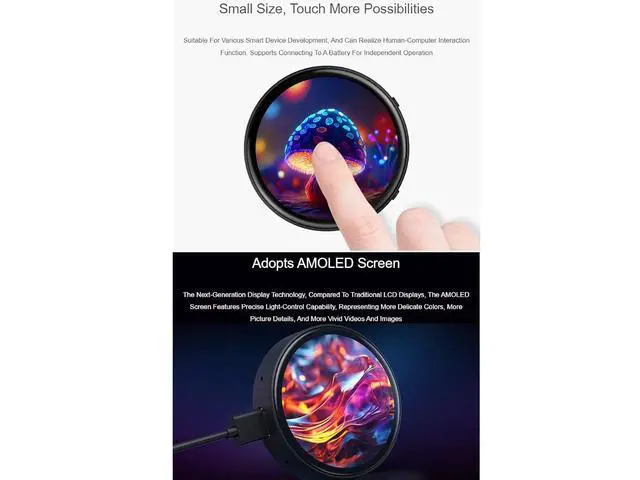 Alt view image 3 of 7 - ESP32-S3 1.75inch AMOLED Round Touch Display Development Board with Case 466×466 Pixels 16.7M Color Display,QSPI Interface,Support Wi-Fi and BLE 5