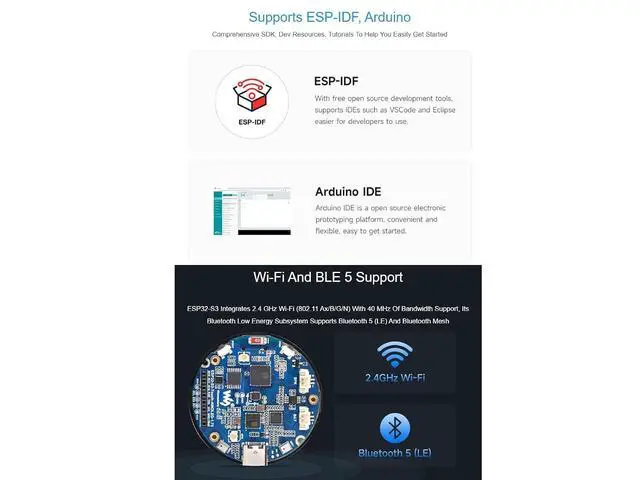 Alt view image 6 of 7 - ESP32-S3 1.75inch AMOLED Round Touch Display Development Board with Case 466×466 Pixels 16.7M Color Display,QSPI Interface,Support Wi-Fi and BLE 5