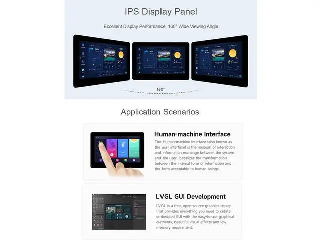 Alt view image 3 of 7 - ESP32-S3 4.3inch Capacitive Touch LCD Development Board Type B with Case 800×480 Solution IPS Display with 2.4GHz WiFi and BLE 5 Support,32-bit LX7 Dual-core Processor