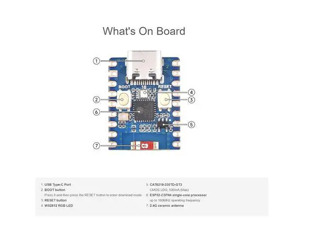 Alt view image 4 of 7 - ESP32-C3 Mini Development Board with 2.4GHz Wi-Fi,Bluetooth 5 Support,Based on ESP32-C3FN4 Single-core Processor,160MHz Running Frequency, USB Type-C Port