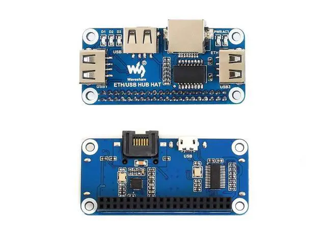 Alt view image 3 of 7 - Ethernet/USB HUB HAT Expansion Board for Raspberry Pi 4 B/3 B+/3 B/2 B/Zero/Zero W /2 W/Zero WH/2WH, with 1 RJ45 10/100M Ethernet Port, 3 USB Ports Compatible with USB2.0/1.1