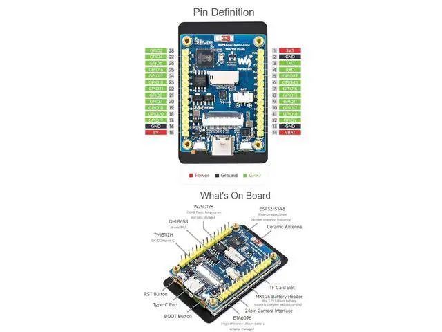 Alt view image 6 of 7 - ESP32-S3 2inch Capacitive Touch Display Development Board 240×320 Pixels IPS Screen Embedded with ST7789T3 Driver and CST816D Chip,Come with OV5640 Camera,Supports WiFi & Bluetooth
