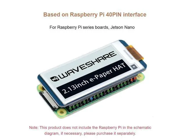 Alt view image 5 of 7 - 2.13inch E-Ink Display HAT V4 Version, 250x122 Resolution 3.3V/5V Black White Two-Color e-paper Screen Module for Raspberry Pi Zero/Zero W/Zero WH/2B/3B/3B+/4B, Supports Partial Refresh, SPI Interface