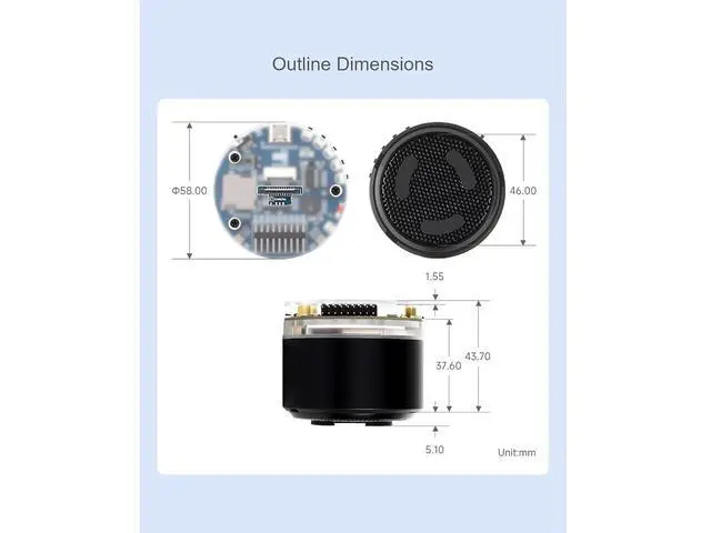 Alt view image 5 of 7 - ESP32-S3 AI Smart Speaker Development Board,Supports Noise Reduction and Echo Cancellation, Surround RGB Lighting,Supports External LCD Displays & Cameras