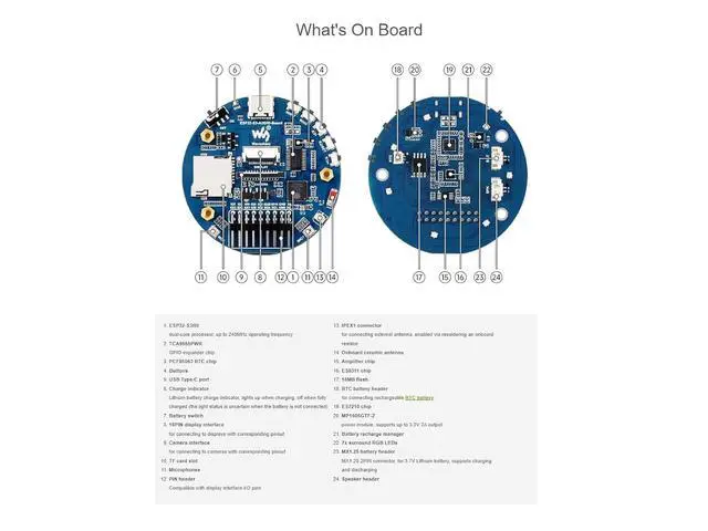 Alt view image 6 of 7 - ESP32-S3 AI Smart Speaker Development Board,Supports Noise Reduction and Echo Cancellation, Surround RGB Lighting,Supports External LCD Displays & Cameras