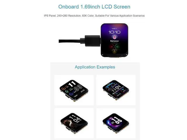 Alt view image 3 of 7 - ESP32-S3 1.69inch LCD Display Development Board,240×280 Pixels 262K Color Micro LCD Display with ESP32-S3,Accelerometer and Gyroscope Sensor