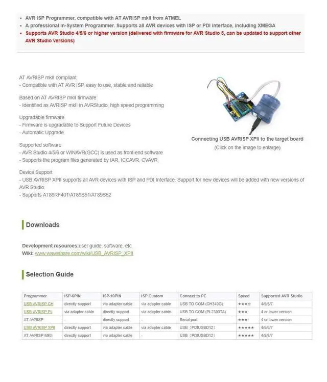 Alt view image 7 of 7 - Compatible with Atmel at AVRISP mkII mk2 AVR ISP in-System Programmer USB AVRISP XPII Support All AVR Devices with ISP or PDI Interface, XMEGA Support AVR Studio 4/5/6